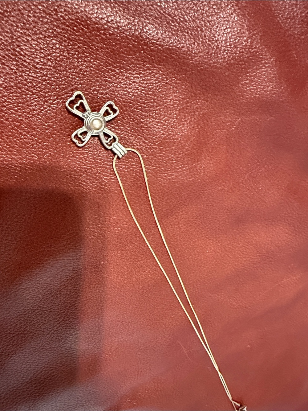 Silver Heart Motif Cross Pendant Necklace - Elegant Women's Jewelry
